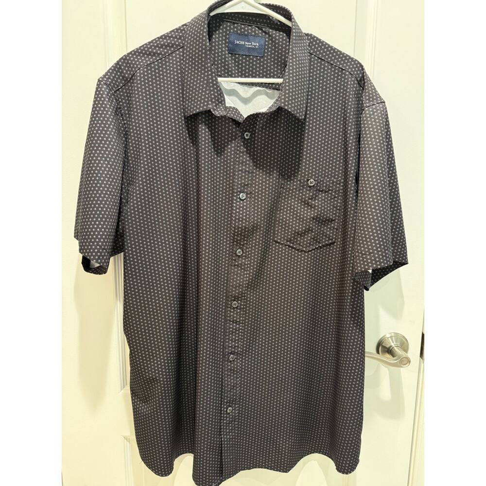 Jachs New York Mens Black Printed Short Sleeve Button Down Shirt Size XXL